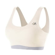 Seamless Training Bras for Girls 10-12 \u0026 Teens 14-16 with Lightweight Fixed Cups Beige XL